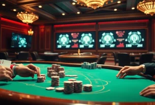 Playing poker at a luxurious casino while exploring the hidden wiki dark web for strategies.