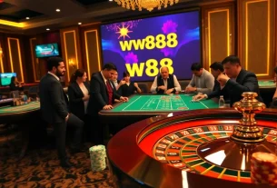 Experience thrilling gaming at ww88 with vibrant casino tables and high-stake poker chips.