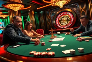 Players engage in high-stakes poker at a luxury casino highlighting kèo nhà cái strategies.